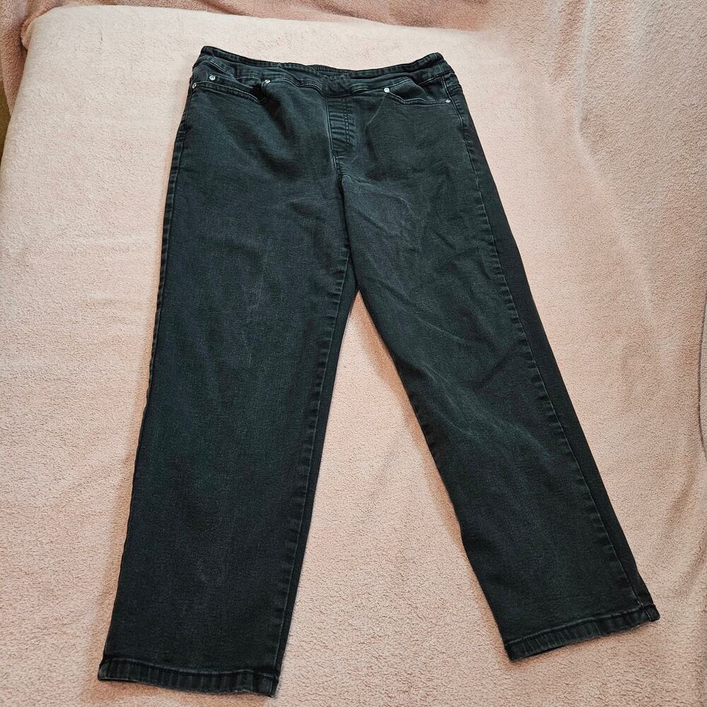 Allison Daley Pants Size 16P S Black Denim Pull-On